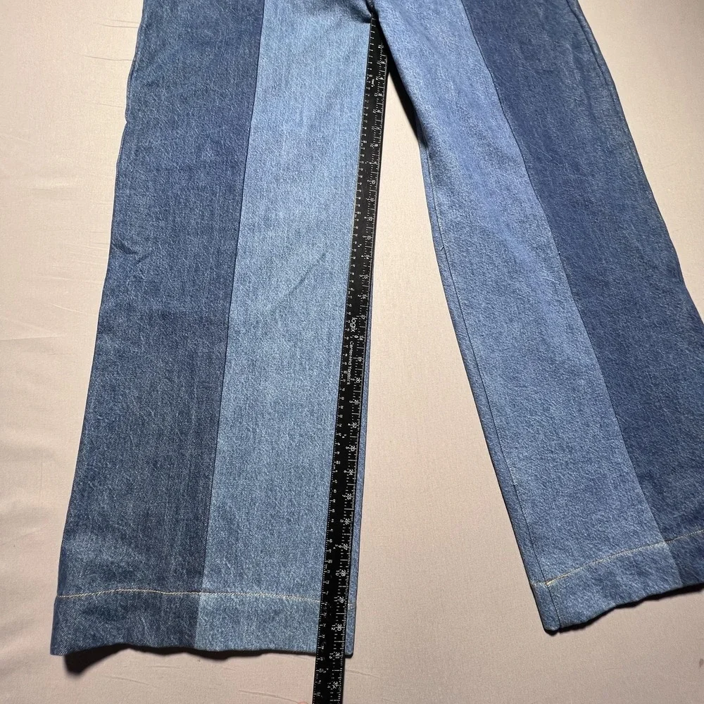 NWT Frame Atelier Pixie Pieced Patchwork Wide Leg Denim Jeans 34 High Rise 37x31
